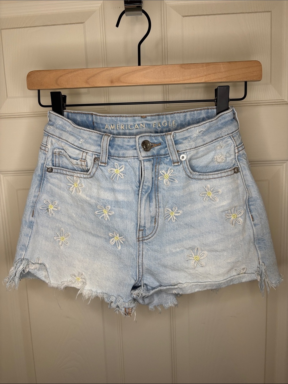 American Eagle Daisy Embroidered Cutoff Shorts